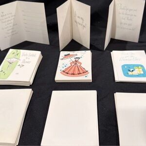 45 Vintage Bridal Shower Cards Lot 22 Invites 23 Thank You Unused w/ Envelopes